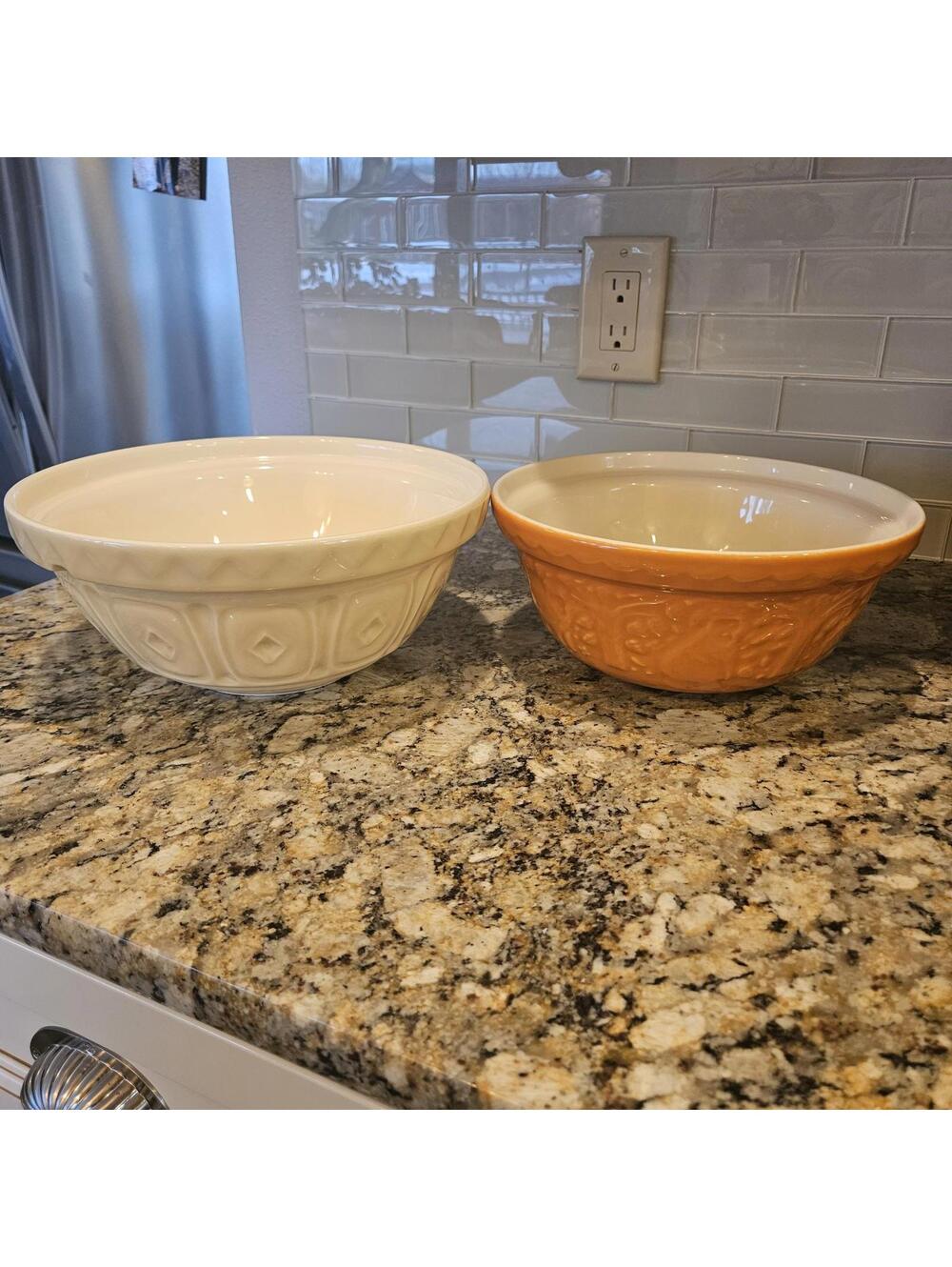 Mason Cash Set  Of 2 Mixing Bowls S18 Cane Color S24 In The Forest Ochre Color